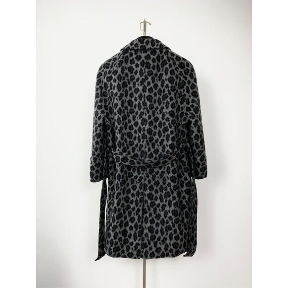 Saint Laurent Paris Leopard Print Wool-Blend Belted Long Coat M - Picture 6 of 6